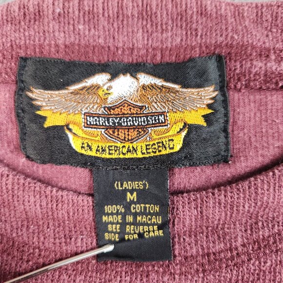 Harley-Davidson Motorcycles Women's Medium Long Sleeve Waffled Thermal Y2K Biker - Picture 8 of 10